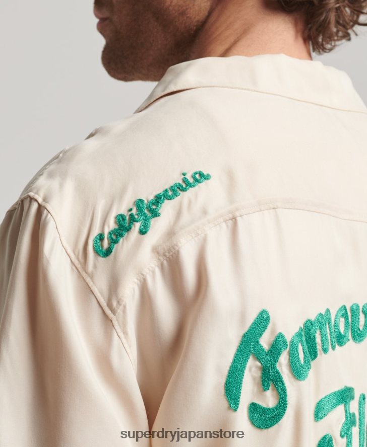 ヴィンテージ ボウリング半袖シャツ 男性 Superdry 衣類 クリーム 2J62PZ170