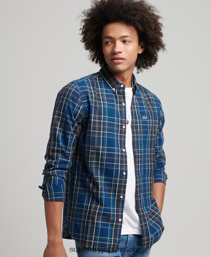コットンチェックマーチャントシャツ 男性 Superdry 衣類 海軍 2J62PZ171