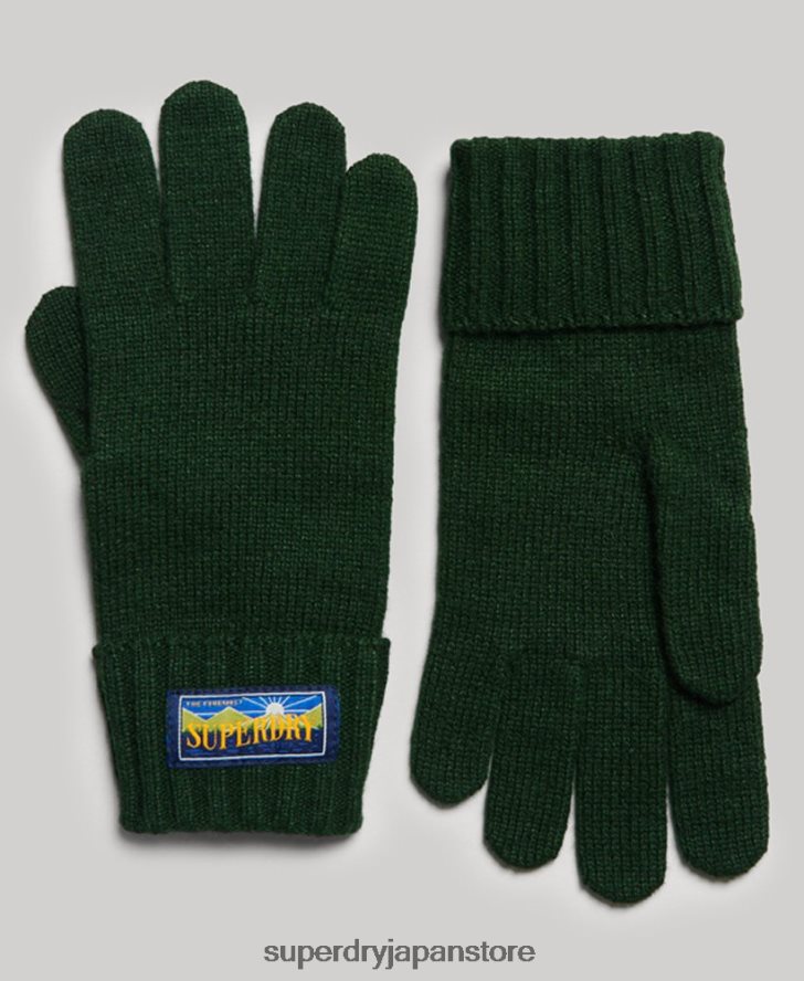 ウールブレンドレーダー手袋 男性 Superdry アクセサリー 緑 2J62PZ1712