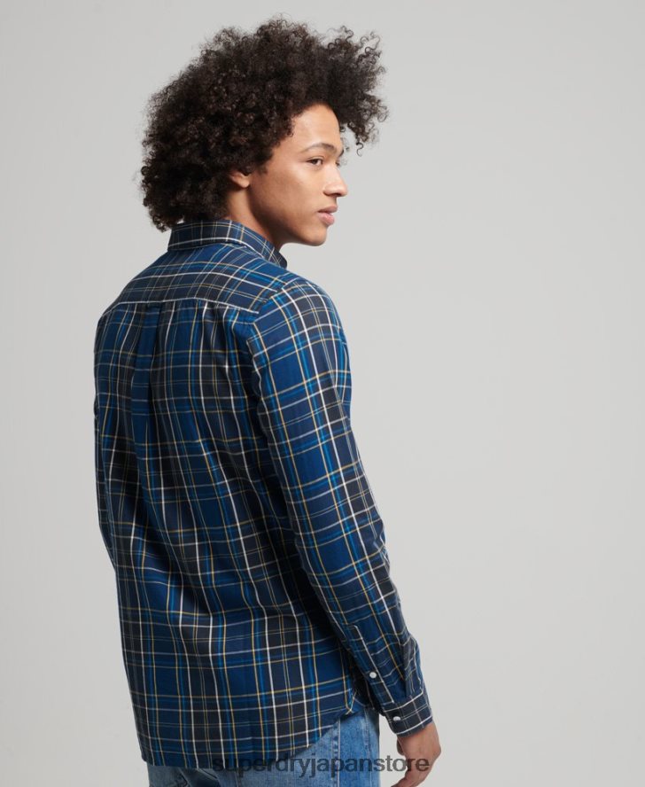 コットンチェックマーチャントシャツ 男性 Superdry 衣類 海軍 2J62PZ171
