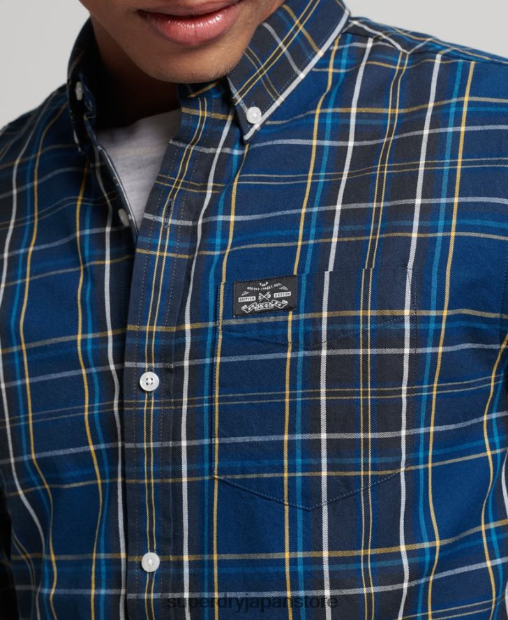 コットンチェックマーチャントシャツ 男性 Superdry 衣類 海軍 2J62PZ171