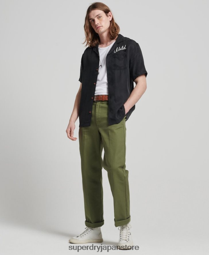 ヴィンテージ ボウリング半袖シャツ 男性 Superdry 衣類 黒 2J62PZ172