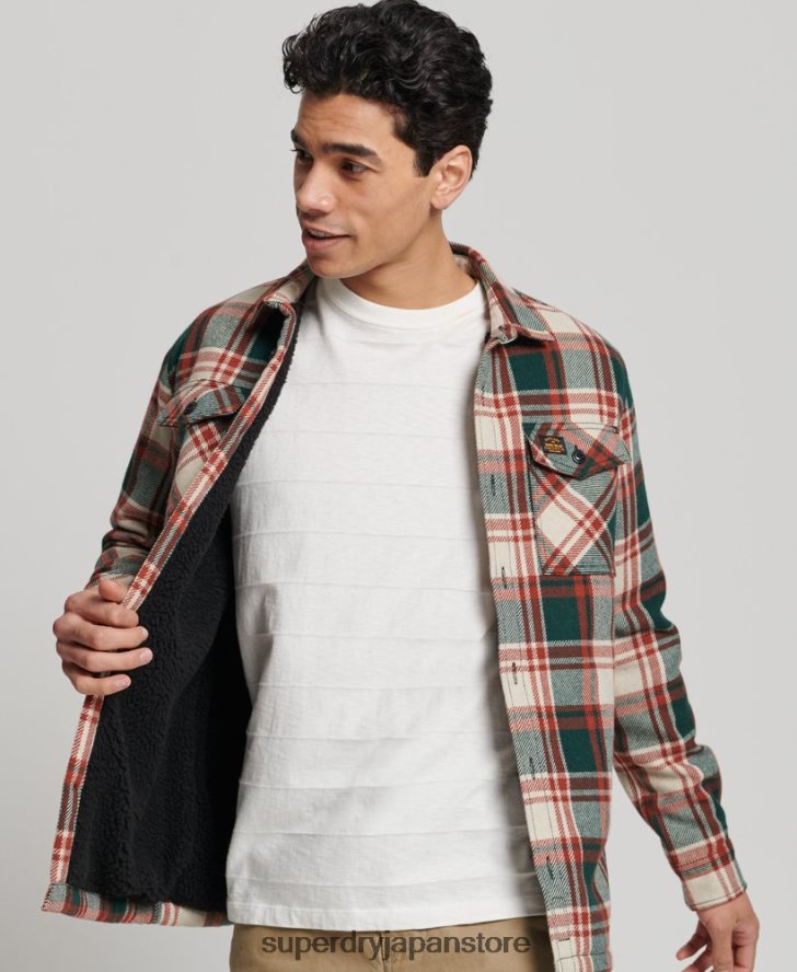 シェルパ裏地ミラーウールオーバーシャ​​ツ 男性 Superdry 衣類 緑 2J62PZ173