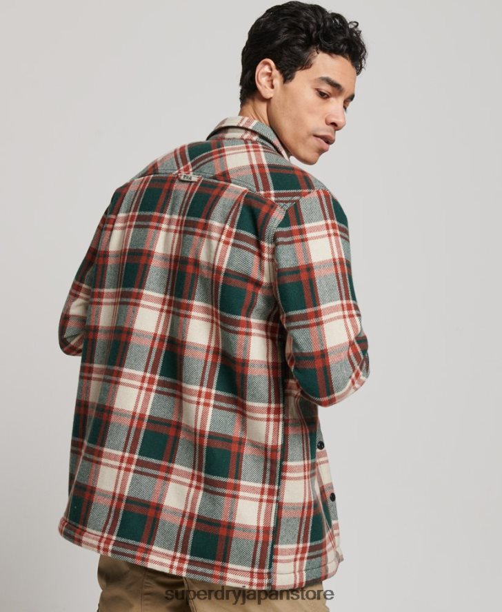 シェルパ裏地ミラーウールオーバーシャ​​ツ 男性 Superdry 衣類 緑 2J62PZ173