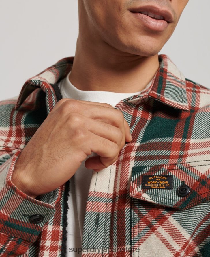 シェルパ裏地ミラーウールオーバーシャ​​ツ 男性 Superdry 衣類 緑 2J62PZ173