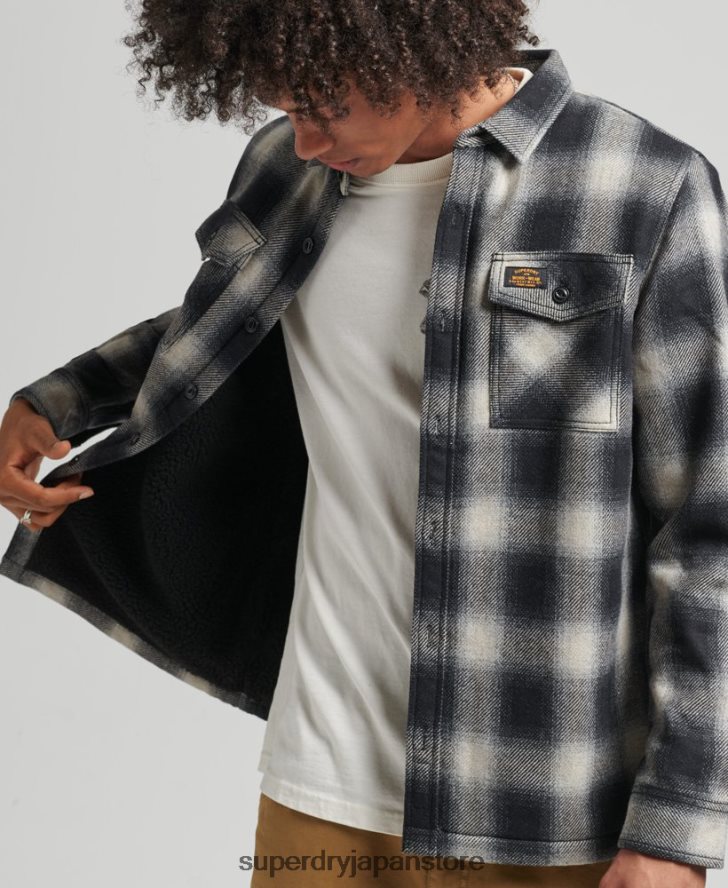 シェルパ裏地ミラーウールオーバーシャ​​ツ 男性 Superdry 衣類 黒 2J62PZ174