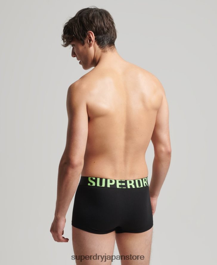 オーガニックコットン トランクロゴ ダブルパック 男性 Superdry 衣類 黒 2J62PZ1742