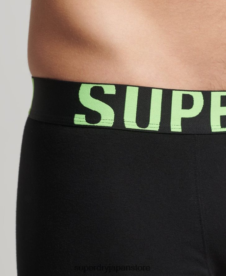 オーガニックコットン トランクロゴ ダブルパック 男性 Superdry 衣類 黒 2J62PZ1742