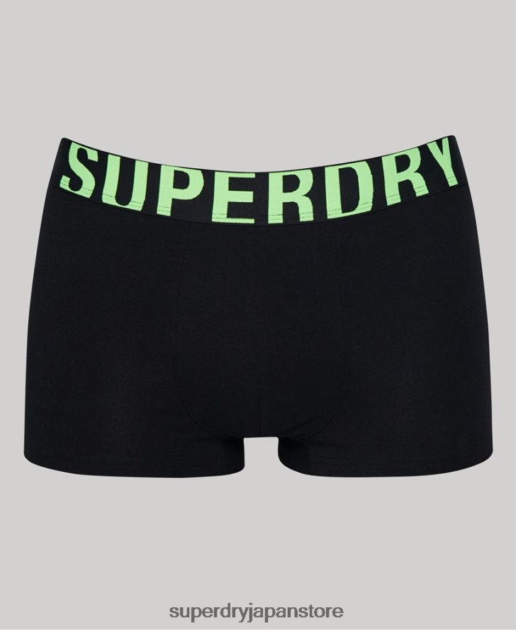 オーガニックコットン トランクロゴ ダブルパック 男性 Superdry 衣類 黒 2J62PZ1742