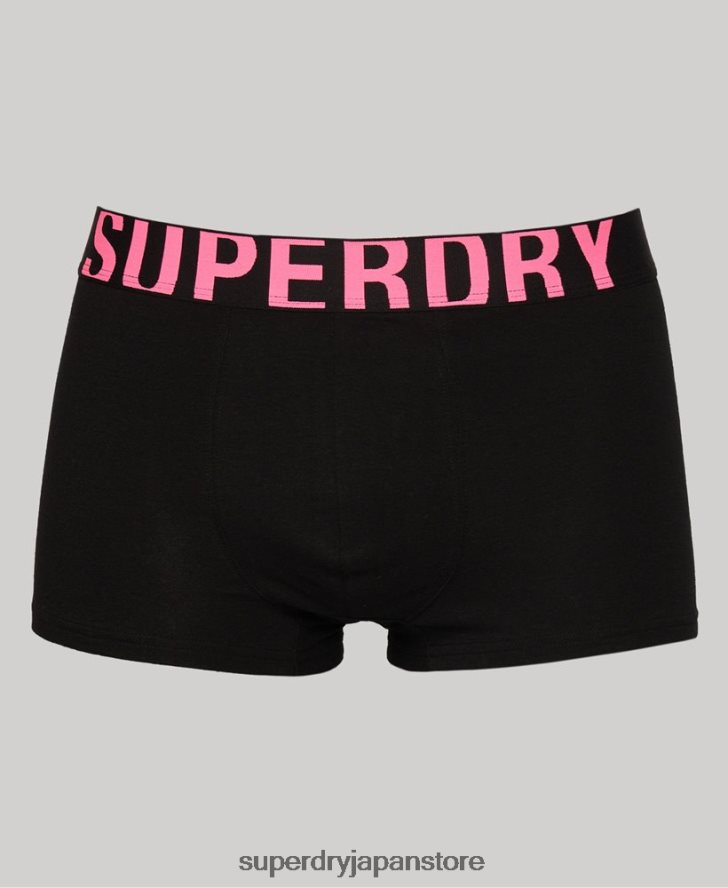 オーガニックコットン トランクロゴ ダブルパック 男性 Superdry 衣類 黒 2J62PZ1742