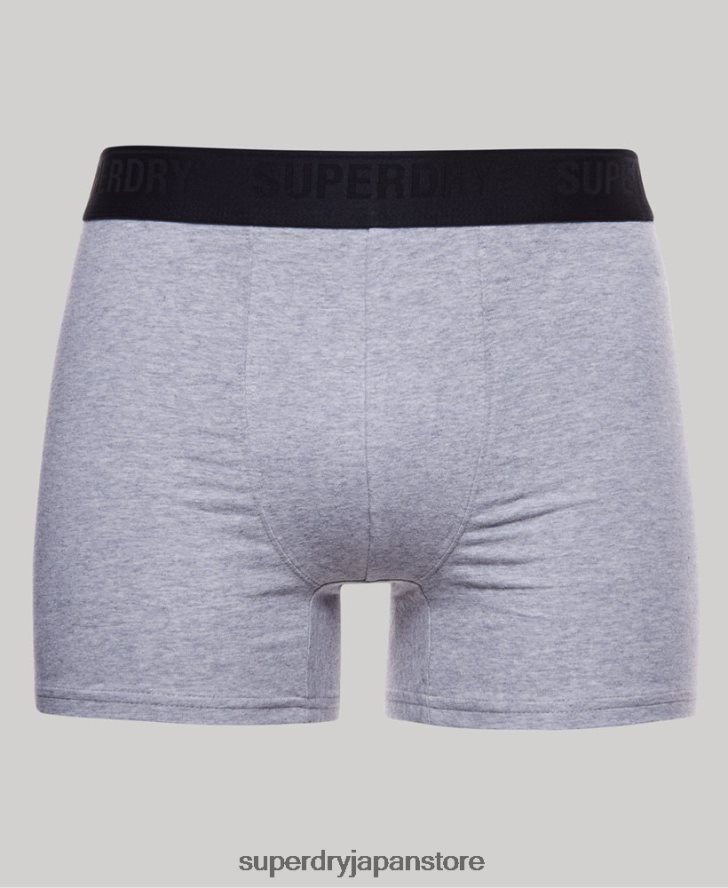 オーガニックコットンボクサー トリプルパック 男性 Superdry 衣類 グレー 2J62PZ1744