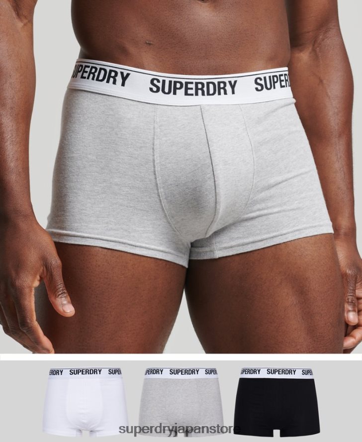 オーガニックコットントランクトリプルパック 男性 Superdry 衣類 黒 2J62PZ1747