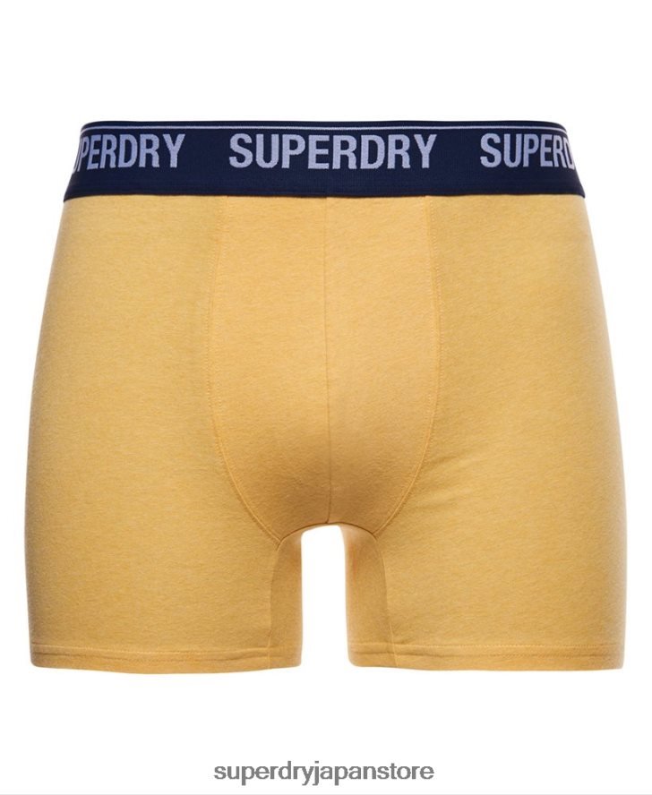 オーガニックコットンボクサー ダブルパック 男性 Superdry 衣類 黄色 2J62PZ1749