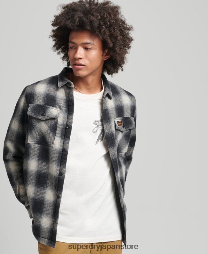 シェルパ裏地ミラーウールオーバーシャ​​ツ 男性 Superdry 衣類 黒 2J62PZ174