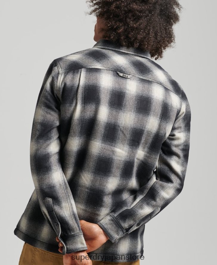 シェルパ裏地ミラーウールオーバーシャ​​ツ 男性 Superdry 衣類 黒 2J62PZ174