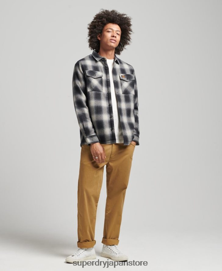 シェルパ裏地ミラーウールオーバーシャ​​ツ 男性 Superdry 衣類 黒 2J62PZ174