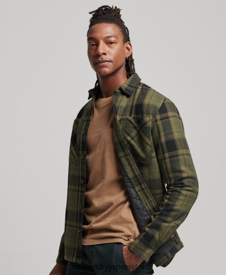 マーチャントストア - キルティングオーバーシャ​​ツ 男性 Superdry 衣類 緑 2J62PZ175