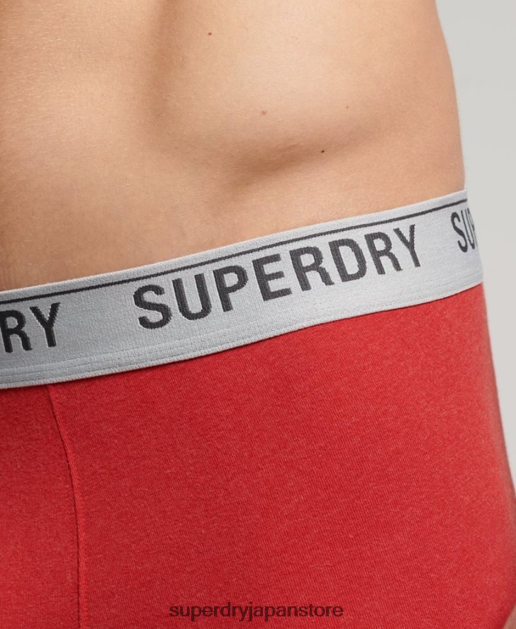 オーガニックコットントランクトリプルパック 男性 Superdry 衣類 赤 2J62PZ1751