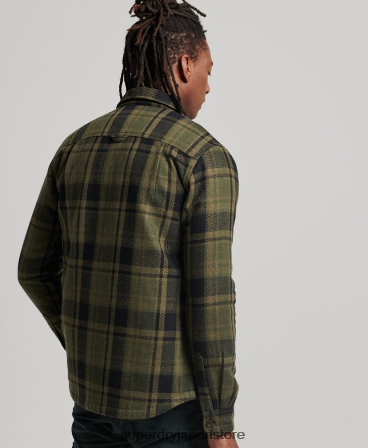 マーチャントストア - キルティングオーバーシャ​​ツ 男性 Superdry 衣類 緑 2J62PZ175