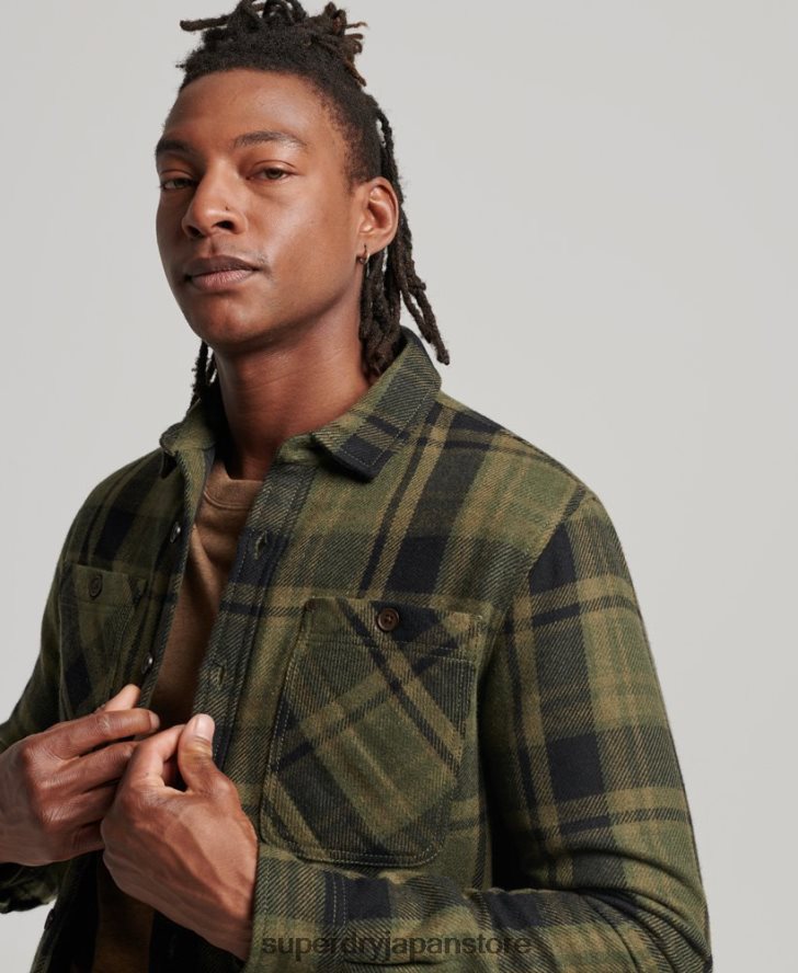 マーチャントストア - キルティングオーバーシャ​​ツ 男性 Superdry 衣類 緑 2J62PZ175