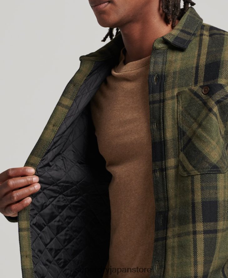 マーチャントストア - キルティングオーバーシャ​​ツ 男性 Superdry 衣類 緑 2J62PZ175