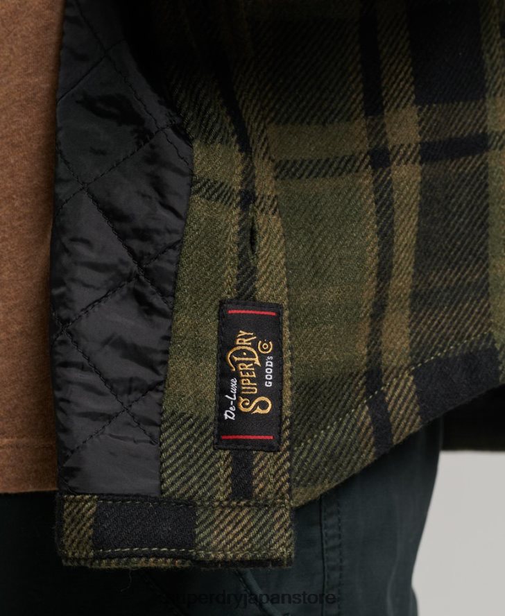 マーチャントストア - キルティングオーバーシャ​​ツ 男性 Superdry 衣類 緑 2J62PZ175