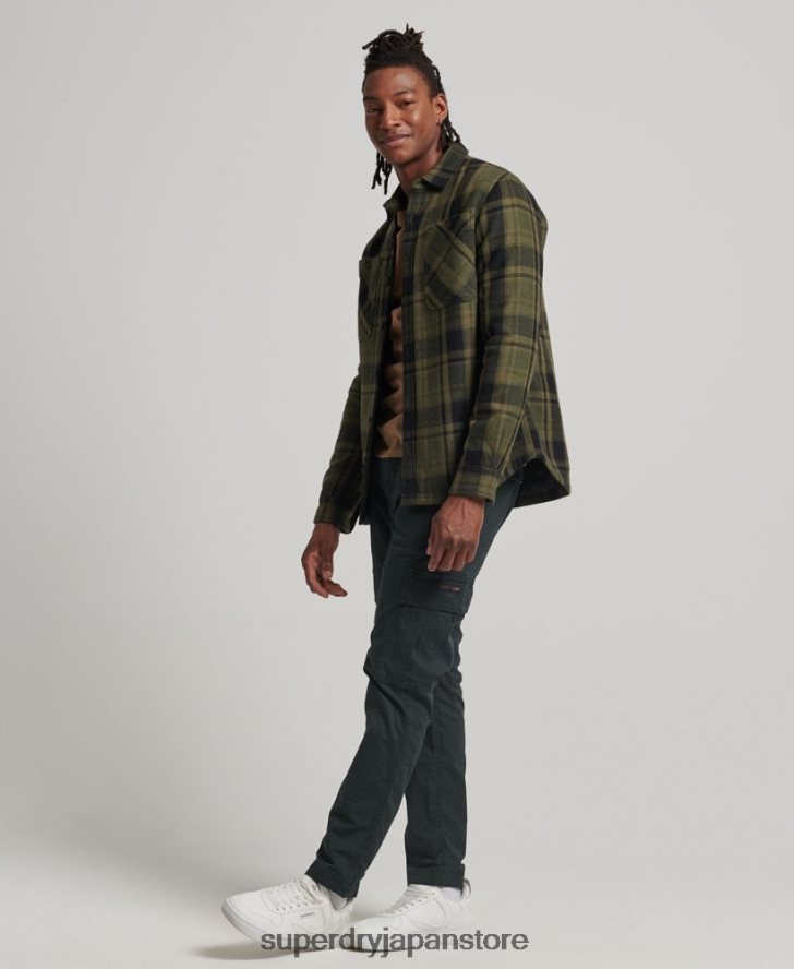 マーチャントストア - キルティングオーバーシャ​​ツ 男性 Superdry 衣類 緑 2J62PZ175