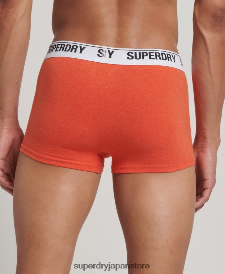 オーガニックコットントランクトリプルパック 男性 Superdry 衣類 オレンジ 2J62PZ1767
