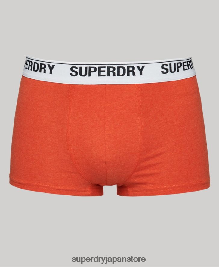 オーガニックコットントランクトリプルパック 男性 Superdry 衣類 オレンジ 2J62PZ1767
