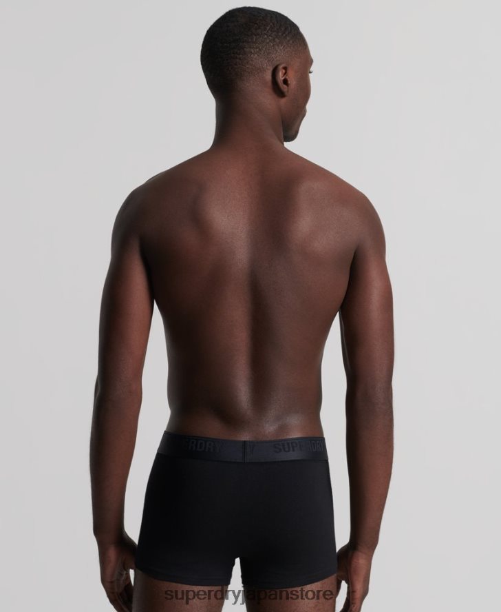 オーガニックコットントランクトリプルパック 男性 Superdry 衣類 黒 2J62PZ1768