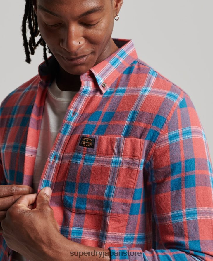 オーガニックコットン ヴィンテージ ランバージャック シャツ 男性 Superdry 衣類 赤 2J62PZ176