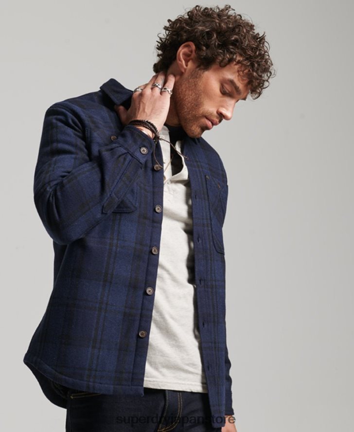 マーチャントストア - キルティングオーバーシャ​​ツ 男性 Superdry 衣類 海軍 2J62PZ177