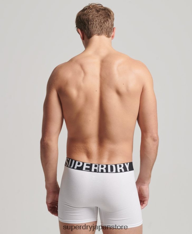 オーガニックコットンボクサー デュアルロゴ ダブルパック 男性 Superdry 衣類 黒 2J62PZ1770