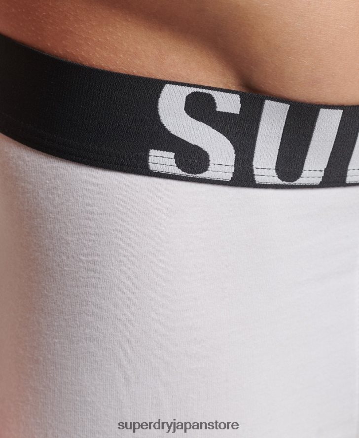 オーガニックコットンボクサー デュアルロゴ ダブルパック 男性 Superdry 衣類 黒 2J62PZ1770