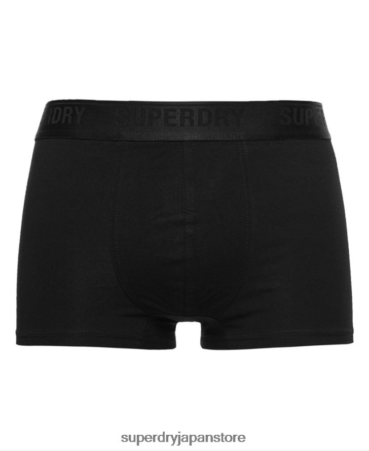 オーガニックコットントランクトリプルパック 男性 Superdry 衣類 黒 2J62PZ1772