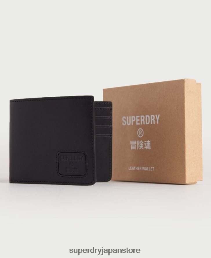 ニューヨークの二つ折り革財布 男性 Superdry アクセサリー 黒 2J62PZ1773
