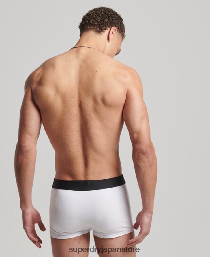 オーガニックコットントランクオフセットダブルパック 男性 Superdry 衣類 黒 2J62PZ1776