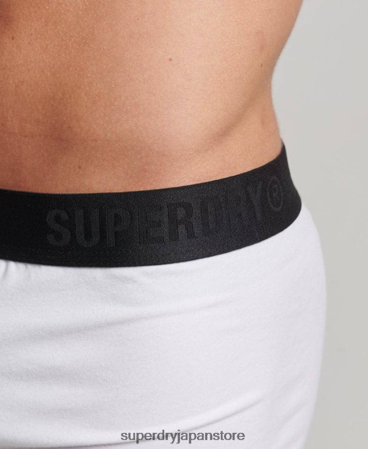 オーガニックコットントランクオフセットダブルパック 男性 Superdry 衣類 黒 2J62PZ1776