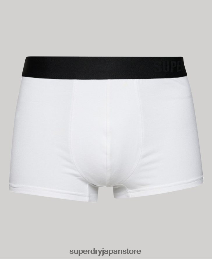 オーガニックコットントランクオフセットダブルパック 男性 Superdry 衣類 黒 2J62PZ1776