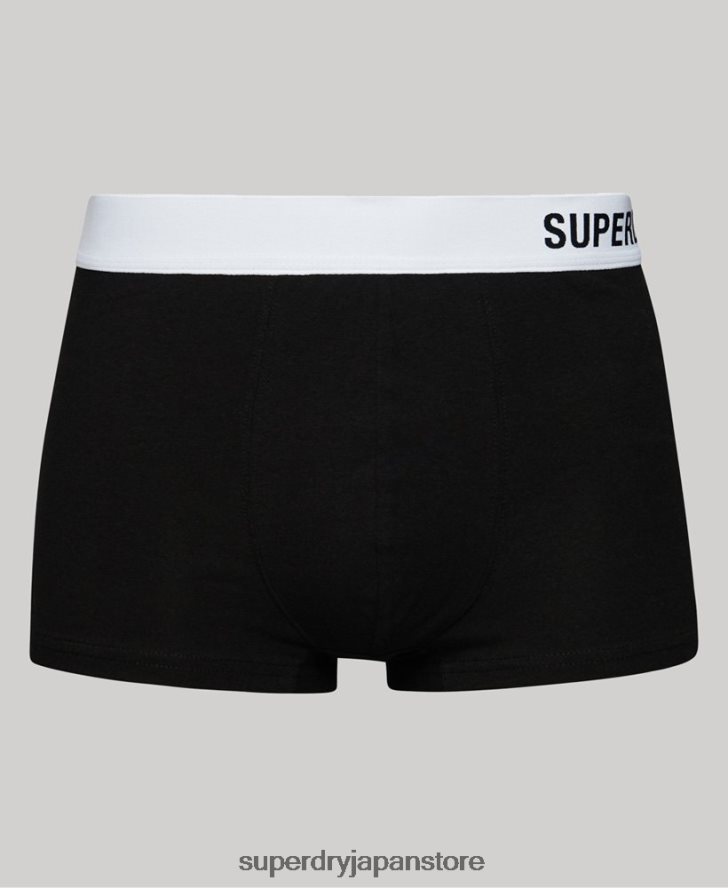 オーガニックコットントランクオフセットダブルパック 男性 Superdry 衣類 黒 2J62PZ1776
