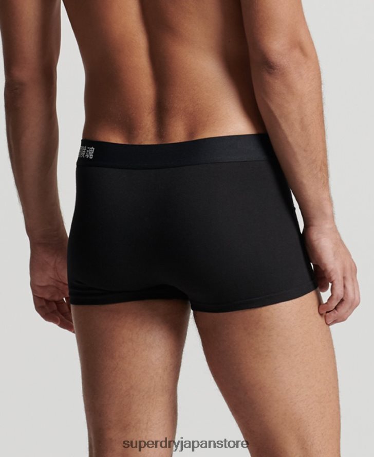 オーガニックコットントランクオフセットダブルパック 男性 Superdry 衣類 黒 2J62PZ1777