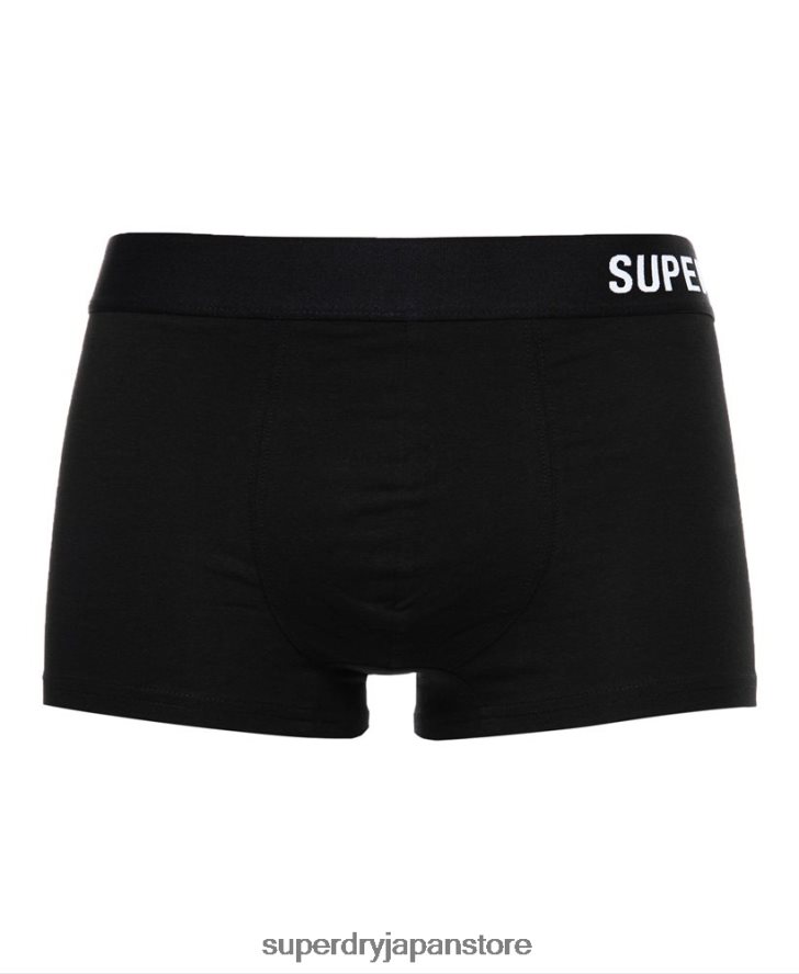 オーガニックコットントランクオフセットダブルパック 男性 Superdry 衣類 黒 2J62PZ1777