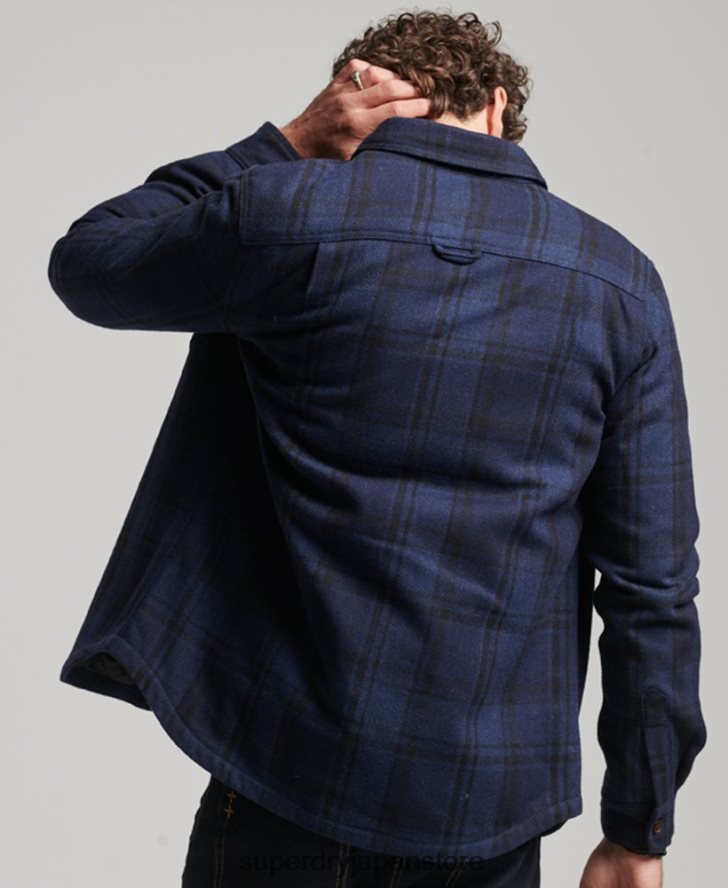 マーチャントストア - キルティングオーバーシャ​​ツ 男性 Superdry 衣類 海軍 2J62PZ177