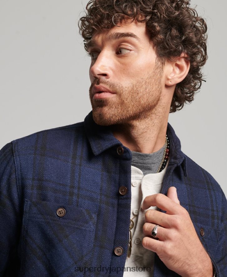 マーチャントストア - キルティングオーバーシャ​​ツ 男性 Superdry 衣類 海軍 2J62PZ177