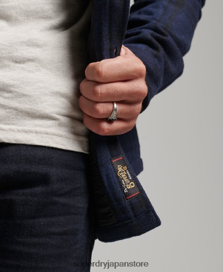 マーチャントストア - キルティングオーバーシャ​​ツ 男性 Superdry 衣類 海軍 2J62PZ177