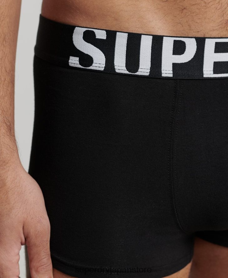 オーガニックコットン トランクロゴ ダブルパック 男性 Superdry 衣類 黒 2J62PZ1780