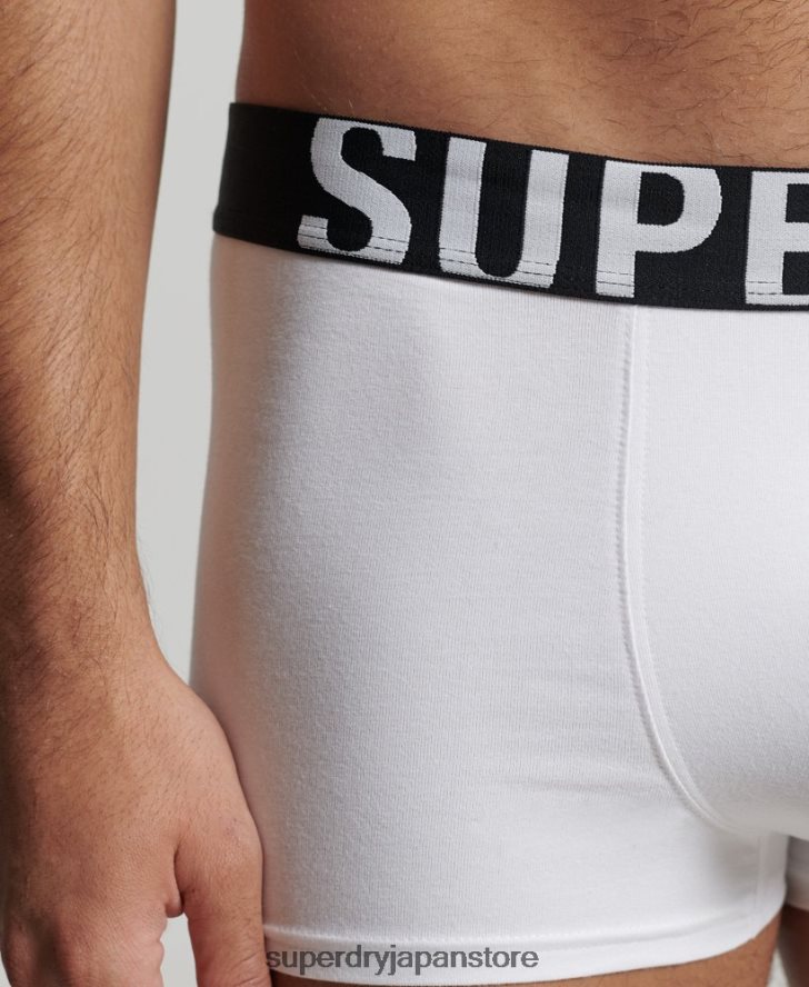 オーガニックコットン トランクロゴ ダブルパック 男性 Superdry 衣類 黒 2J62PZ1780
