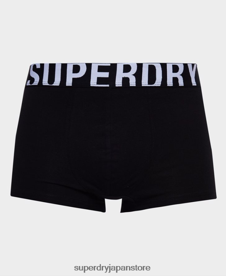 オーガニックコットン トランクロゴ ダブルパック 男性 Superdry 衣類 黒 2J62PZ1780
