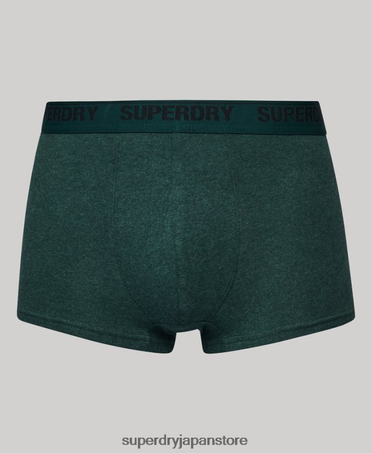 オーガニックコットン トランク マルチ ダブルパック 男性 Superdry 衣類 緑 2J62PZ1781