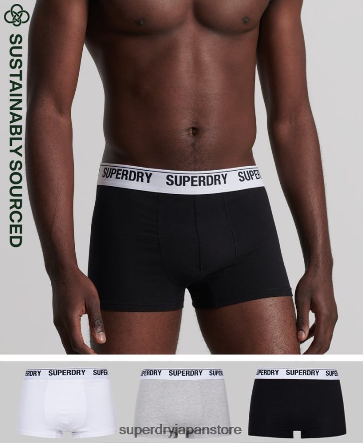 オーガニックコットントランクトリプルパック 男性 Superdry 衣類 黒 2J62PZ1787